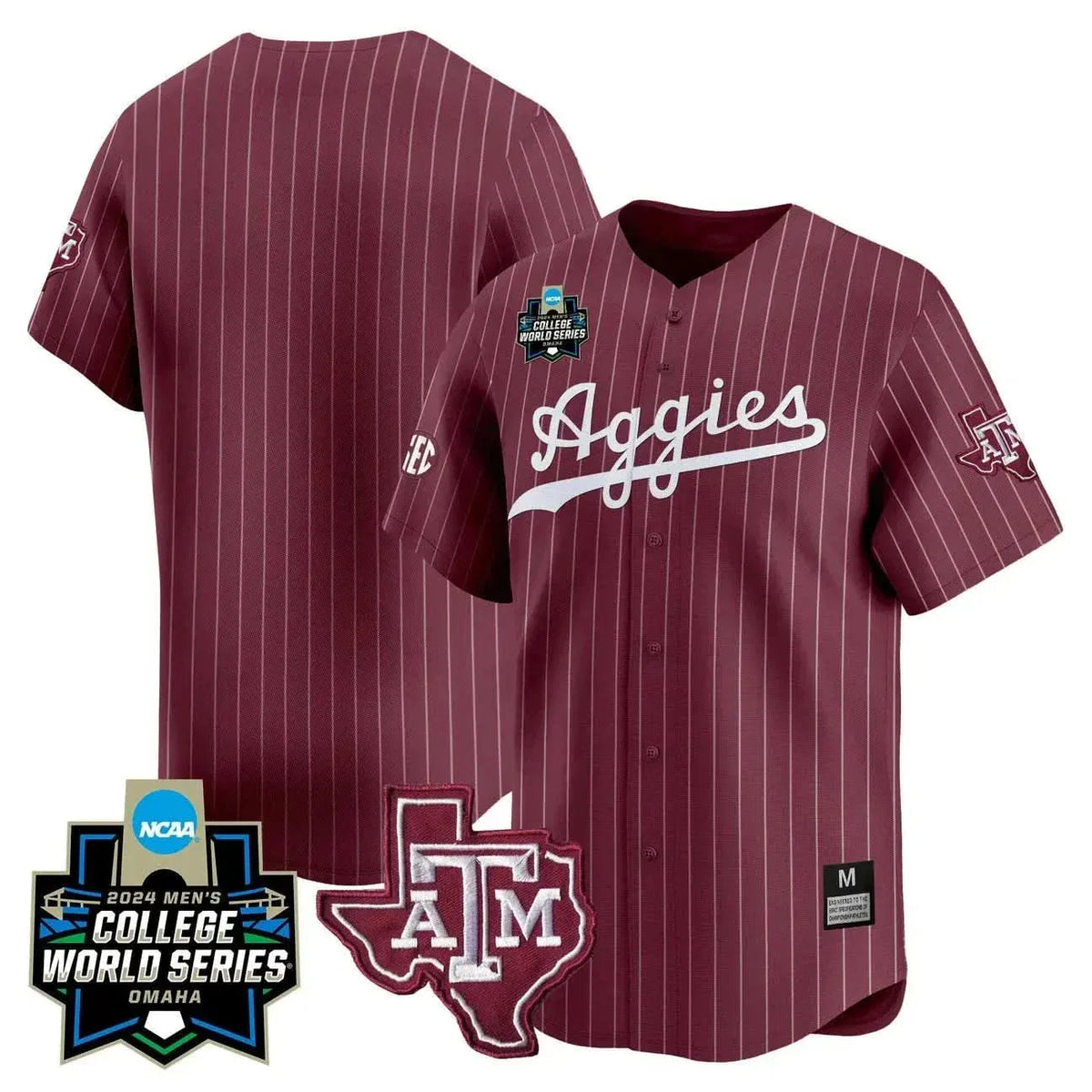 Personalized Aggies 2026 College World Series Vapor Premier Limited Jersey - Maroon Pinstripe / Team Stitched