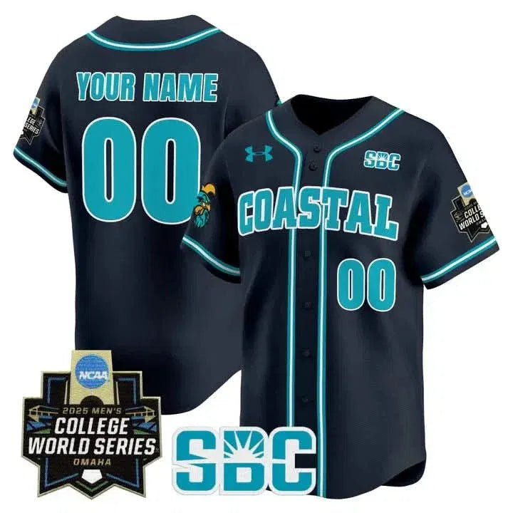 Personalized Coastal Carolina Chanticleers 2026 World Series Vapor Premier Limited Custom Jersey - Stitched - Navy Stitched