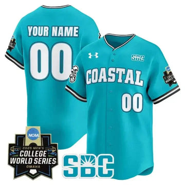 Personalized Coastal Carolina Chanticleers 2026 World Series Vapor Premier Limited Custom Jersey - Stitched - Teal Stitched