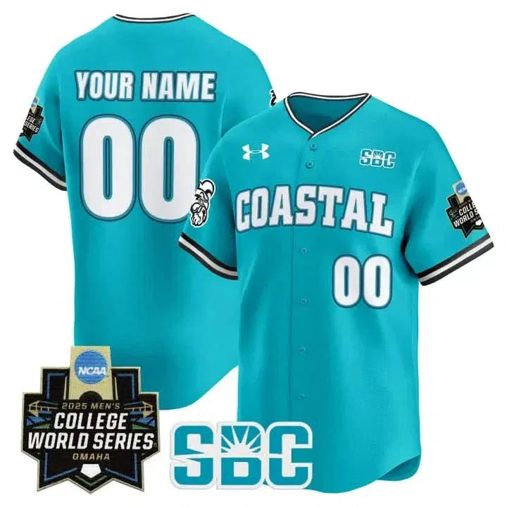 Personalized Coastal Carolina Chanticleers 2026 World Series Vapor Premier Limited Custom Jersey - Stitched - Teal Stitched
