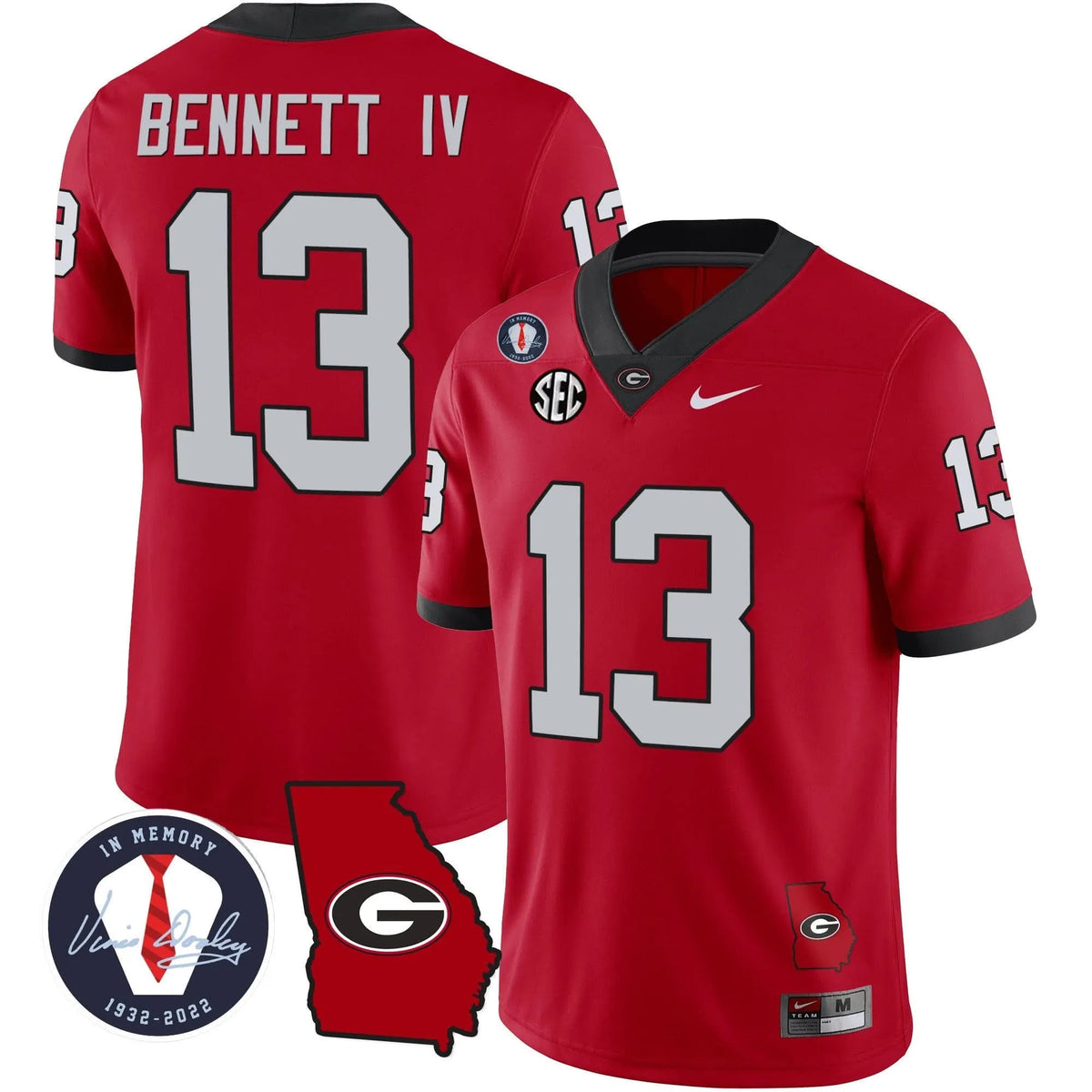 Personalized GB 2023 Vapor Jersey - Georgia Map - Red / Stetson Bennett Stitched