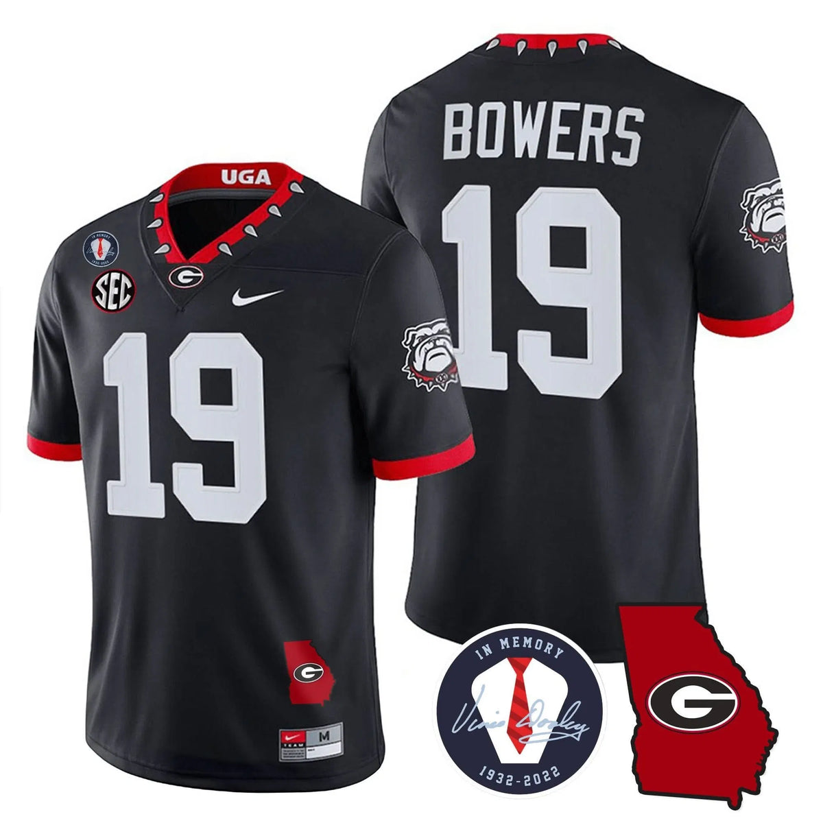 Personalized GB 2023 Vapor Jersey - Georgia Map - Black / Brock Bowers Stitched