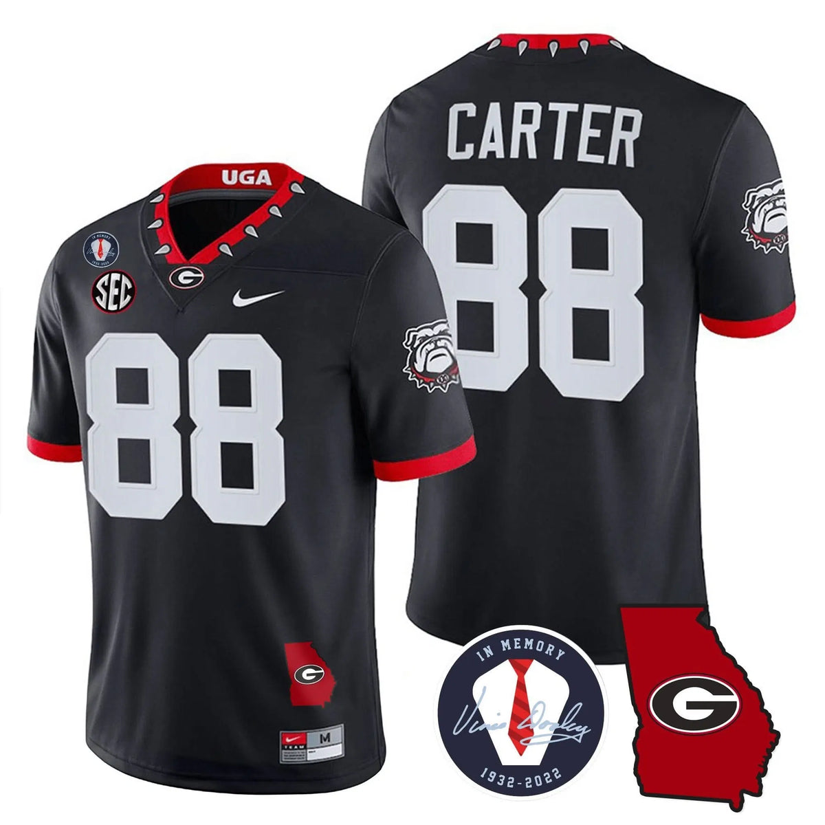 Personalized GB 2023 Vapor Jersey - Georgia Map - Black / Jalen Carter Stitched