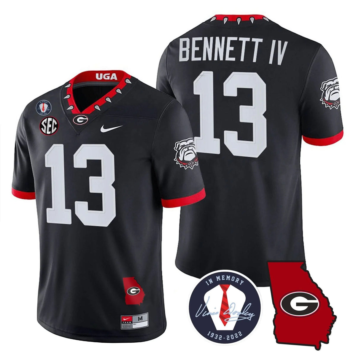 Personalized GB 2023 Vapor Jersey - Georgia Map - Black / Stetson Bennett Stitched