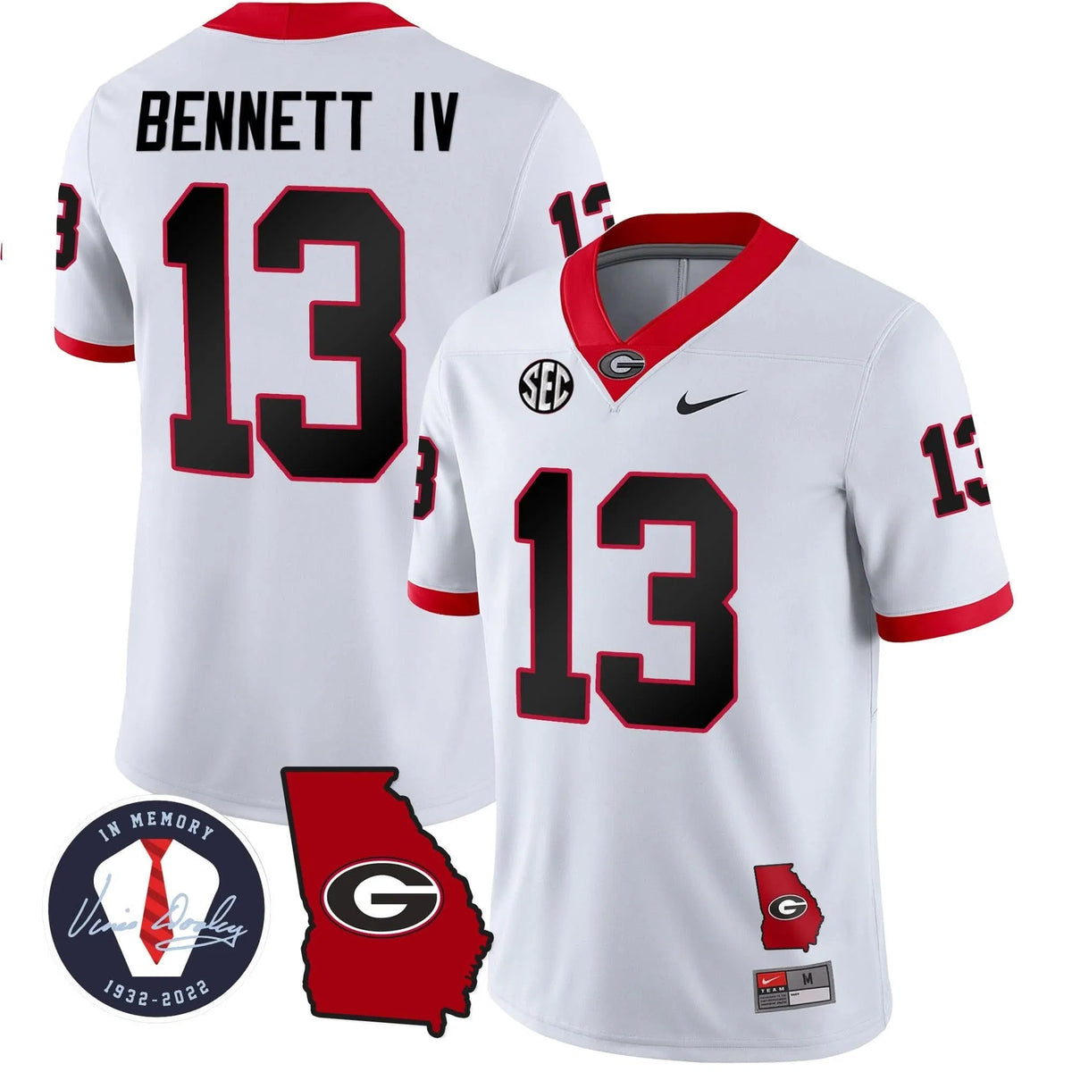 Personalized GB 2023 Vapor Jersey - Georgia Map - White / Stetson Bennett Stitched
