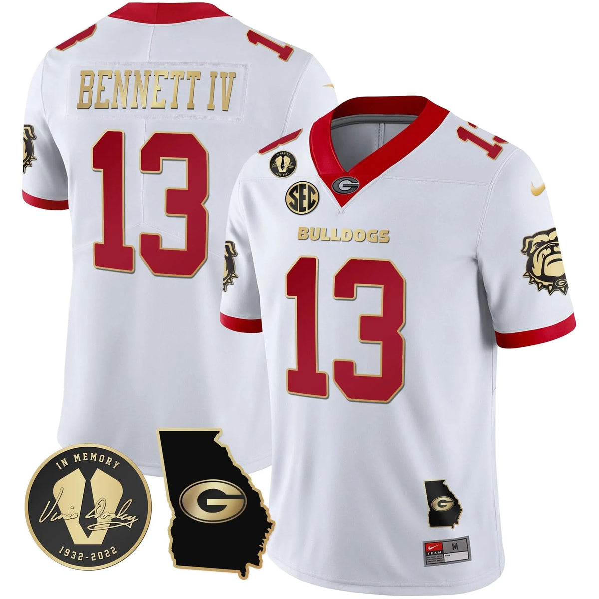 Personalized GB 2023 Vapor Jersey - Georgia Map - White Gold Trim / Stetson Bennett Stitched