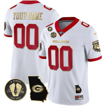 Personalized GB 2023 Vapor Custom Jersey - Georgia Map - White Gold Trim Stitched