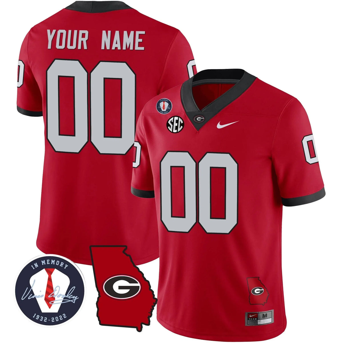 Personalized GB 2023 Vapor Custom Jersey - Georgia Map - Red Stitched