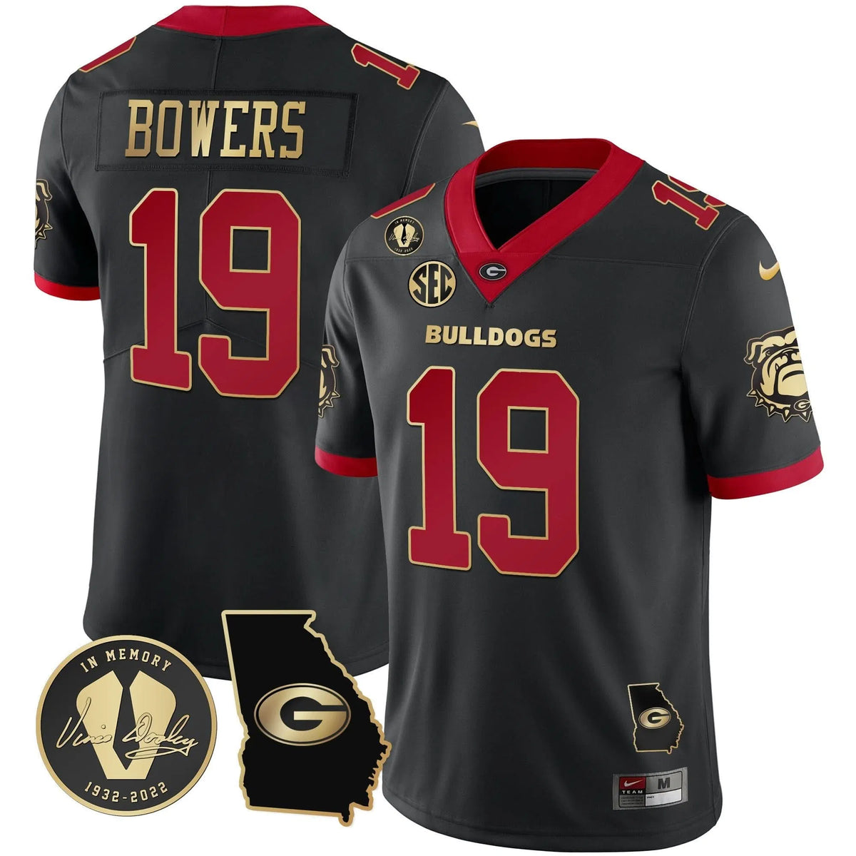 Personalized GB 2023 Vapor Jersey - Georgia Map - Gold Trim / Brock Bowers Stitched