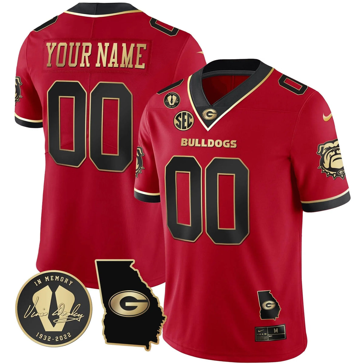 Personalized GB 2023 Vapor Custom Jersey - Georgia Map - Black Red Stitched