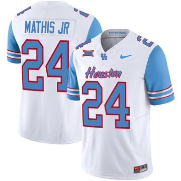 Personalized HOU 2023 Oilers Inspired Vapor Jersey V5 - Blue Sleeves / Tony Mathis Jr. Stitched