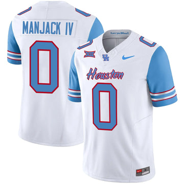 Personalized HOU 2023 Oilers Inspired Vapor Jersey V5 - Blue Sleeves / Manjack IV Stitched