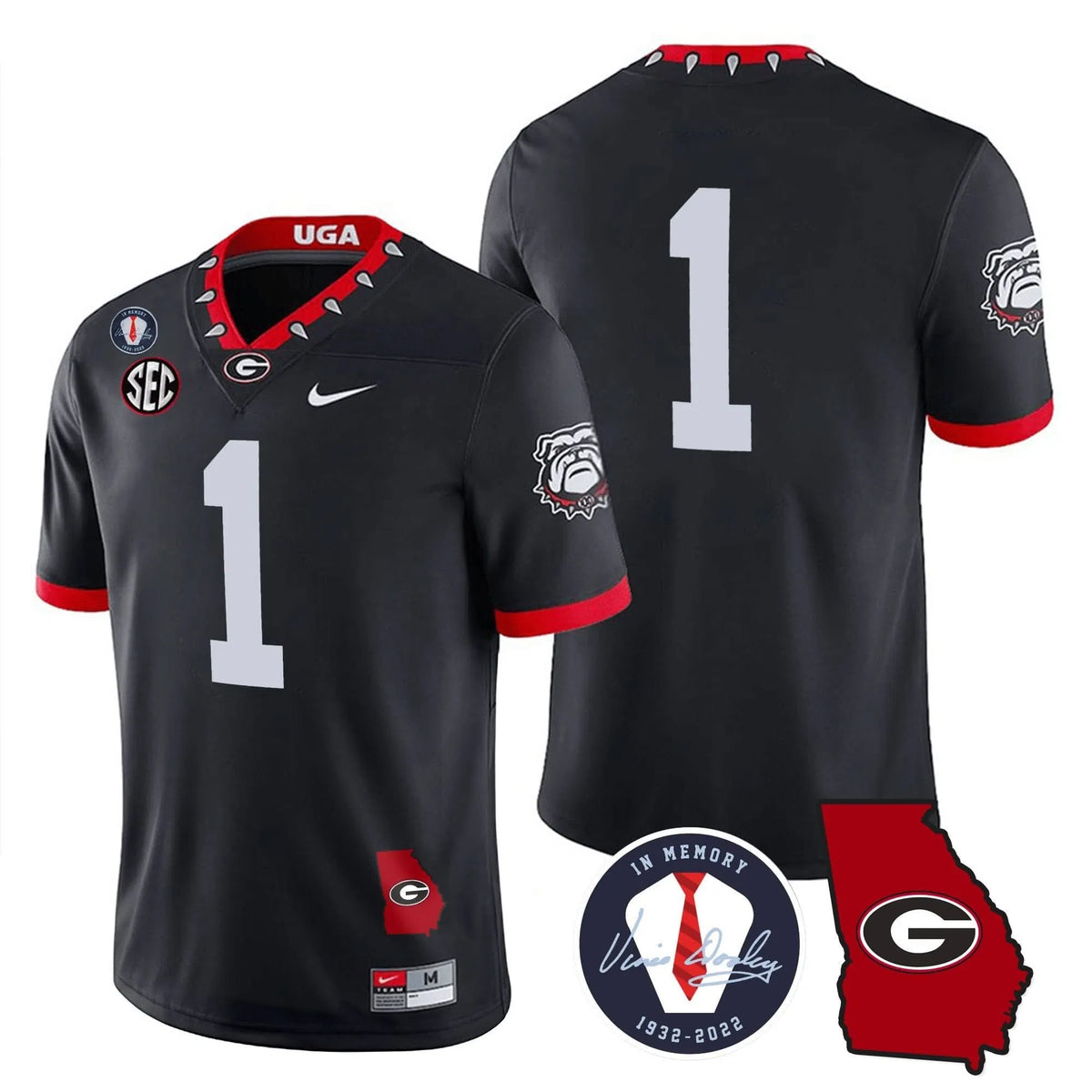 Personalized GB 2023 Vapor Jersey - Georgia Map - Black / #1 Team Stitched