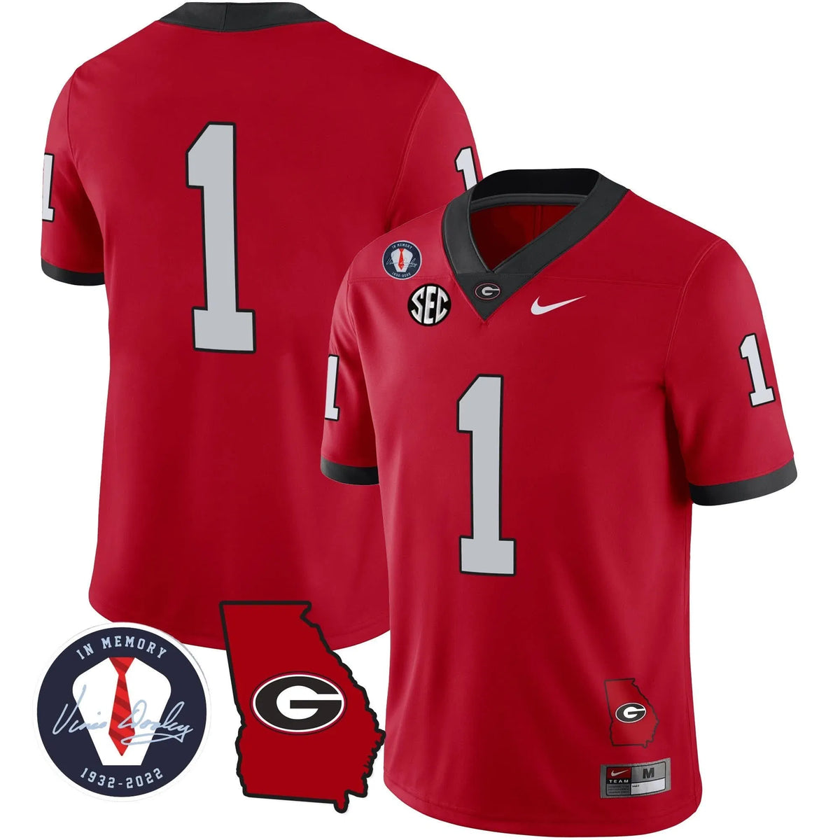 Personalized GB 2023 Vapor Jersey - Georgia Map - Red / #1 Team Stitched