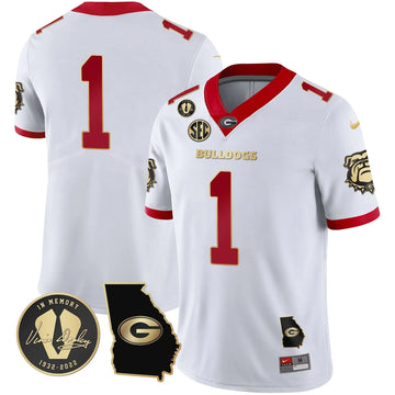 Personalized GB 2023 Vapor Jersey - Georgia Map - White Gold Trim / #1 Team Stitched
