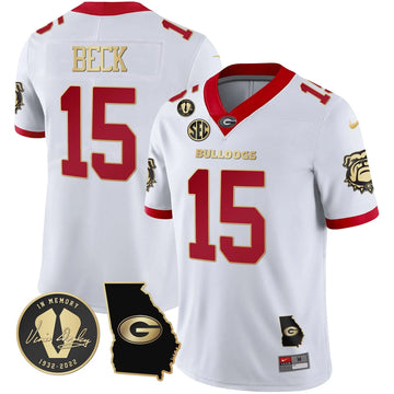 Personalized GB 2023 Vapor Jersey - Georgia Map - White Gold Trim / Carson Beck Stitched