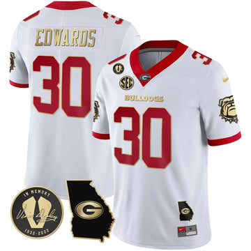 Personalized GB 2023 Vapor Jersey - Georgia Map - White Gold Trim / Daijun Edwards Stitched