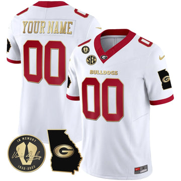 Personalized GB 2026 Vapor Custom Jersey V3 - Georgia Map - White Gold Trim Stitched