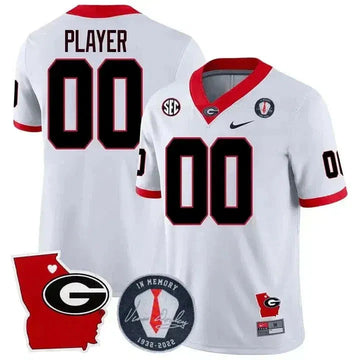 Personalized GB 2026 Vince Dooley Patch & Georgia State Map Custom Jersey - White Stitched