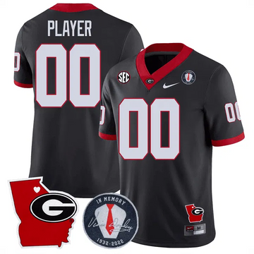 Personalized GB 2026 Vince Dooley Patch & Georgia State Map Custom Jersey - Black Stitched