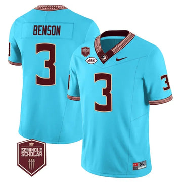 Personalized FSS Seminole Heritage Scholar Patch Vapor Limited Jersey - Turquoise / Trey Benson Stitched