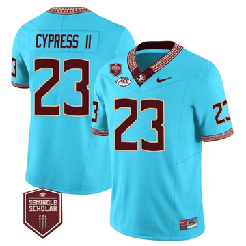 Personalized FSS Seminole Heritage Scholar Patch Vapor Limited Jersey - Turquoise / Fentrell Cypress II Stitched