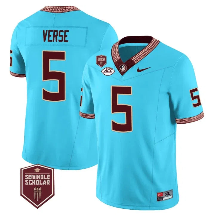Personalized FSS Seminole Heritage Scholar Patch Vapor Limited Jersey - Turquoise / Jared Verse Stitched