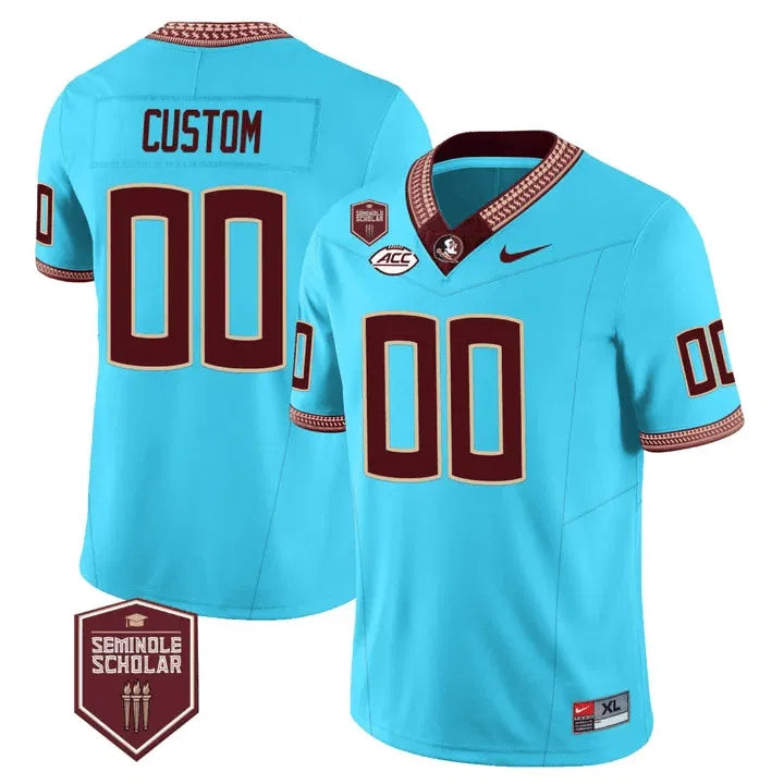 Personalized FSS Seminole Heritage Scholar Patch Vapor Limited Custom Jersey - Turquoise Stitched
