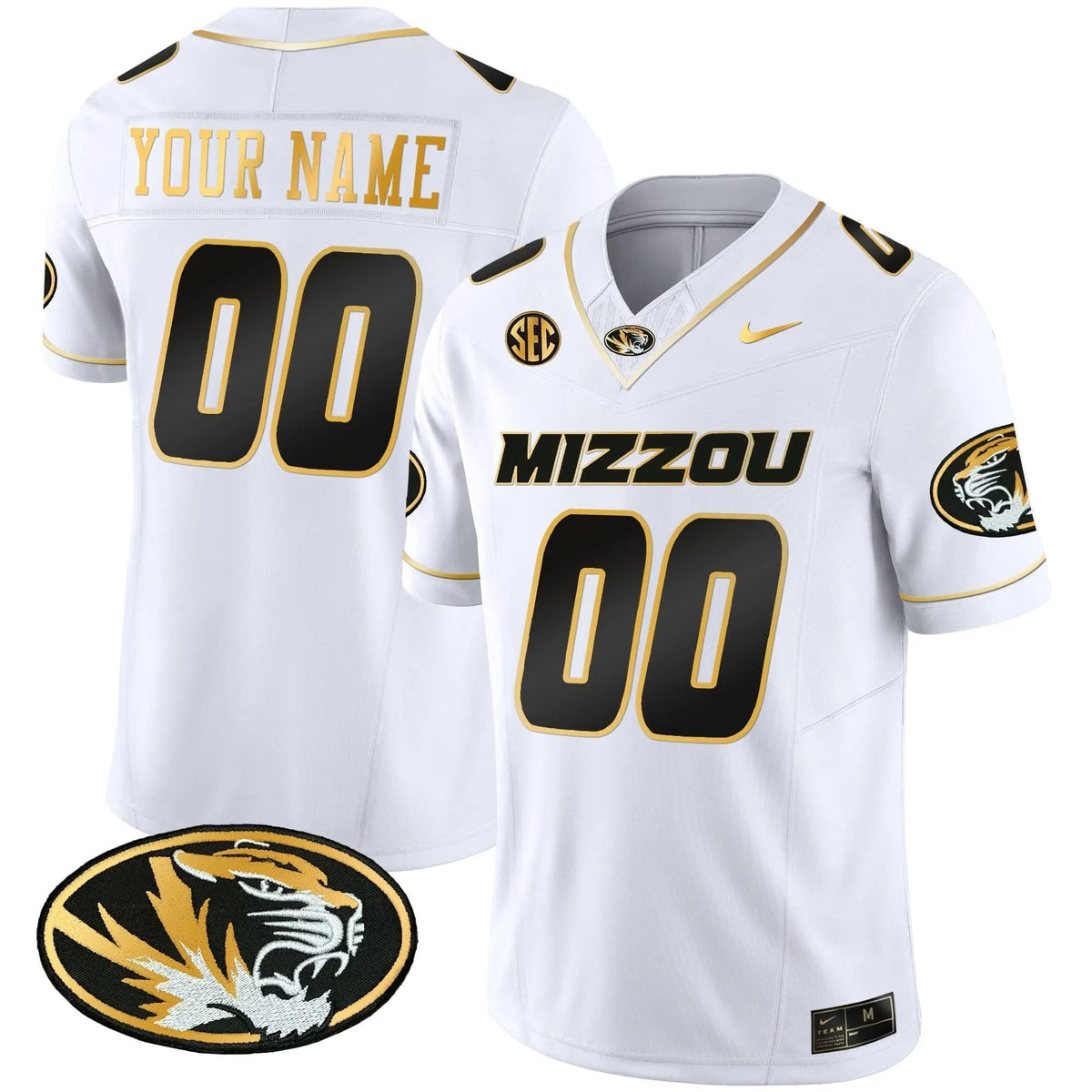 Personalized MT Gold Vapor Custom Jersey - White Gold Stitched