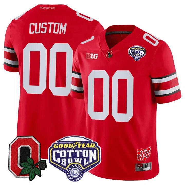 Personalized OSB Good Year Cotton Bowl Patch Custom Jersey - Scarlet Stitched