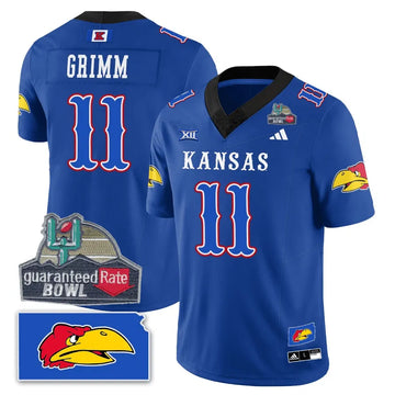Personalized KJ Blackhawk Guaranteed Rate Bowl Patch Vapor Limited Jersey - Stitched - Blue / Luke Grimm Stitched