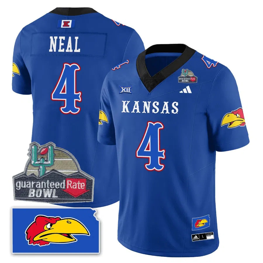 Personalized KJ Blackhawk Guaranteed Rate Bowl Patch Vapor Limited Jersey - Stitched - Blue / Devin Neal Stitched