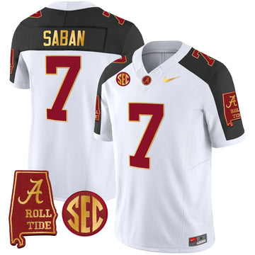 Personalized Nick Saban ACT #7 Champions Gold Trim Vapor Jersey - Inverted Stitched