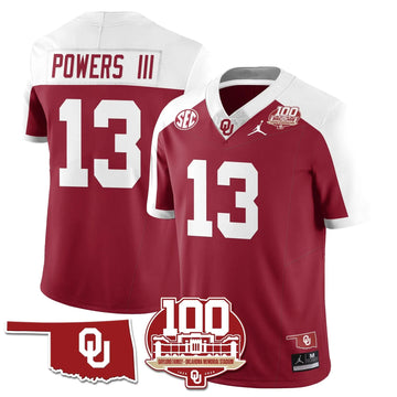 Personalized OS 1946-56 Throwback Uniforms - 100th Season - Alternate Crimson / Reggie Powers III - 13 Stitched