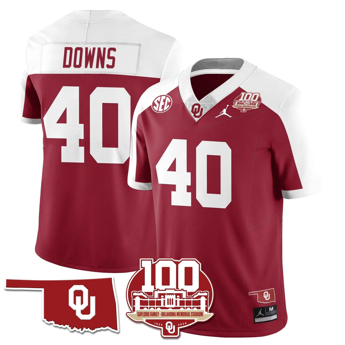 Personalized OS 1946-56 Throwback Uniforms - 100th Season - Alternate Crimson / Ethan Downs - 40 Stitched