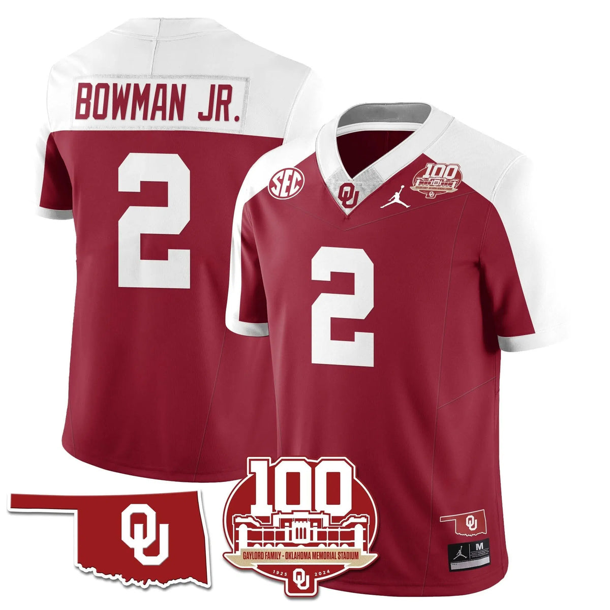 Personalized OS 1946-56 Throwback Uniforms - 100th Season - Alternate Crimson / Billy Bowman Jr. - 2 Stitched