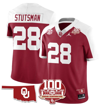 Personalized OS 1946-56 Throwback Uniforms - 100th Season - Alternate Crimson / Danny Stutsman - 28 Stitched