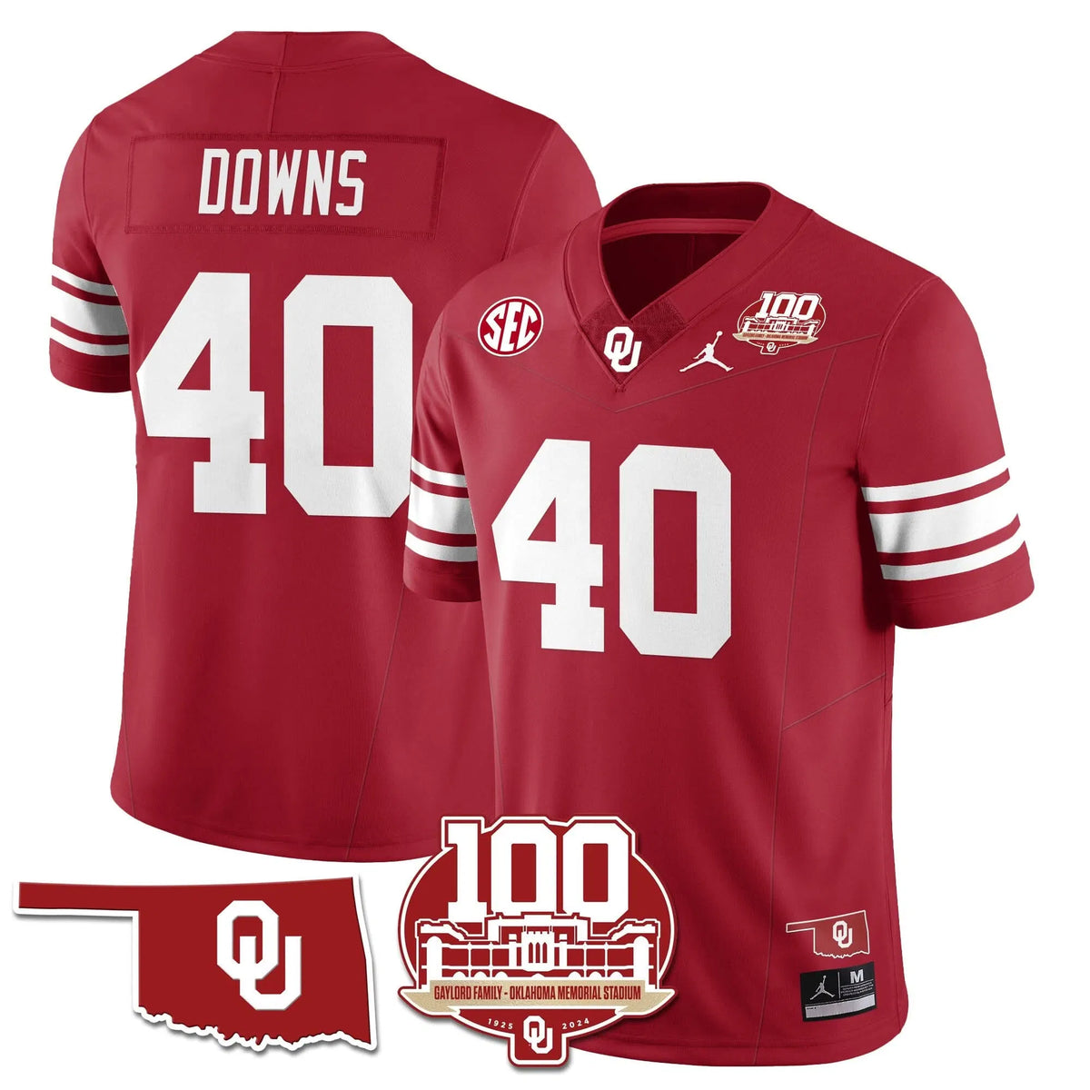 Personalized OS 1946-56 Throwback Uniforms - 100th Season - Crimson / Ethan Downs - 40 Stitched