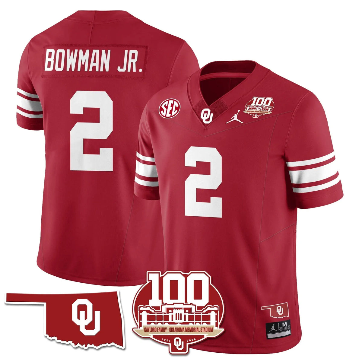 Personalized OS 1946-56 Throwback Uniforms - 100th Season - Crimson / Billy Bowman Jr. - 2 Stitched
