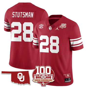 Personalized OS 1946-56 Throwback Uniforms - 100th Season - Crimson / Danny Stutsman - 28 Stitched