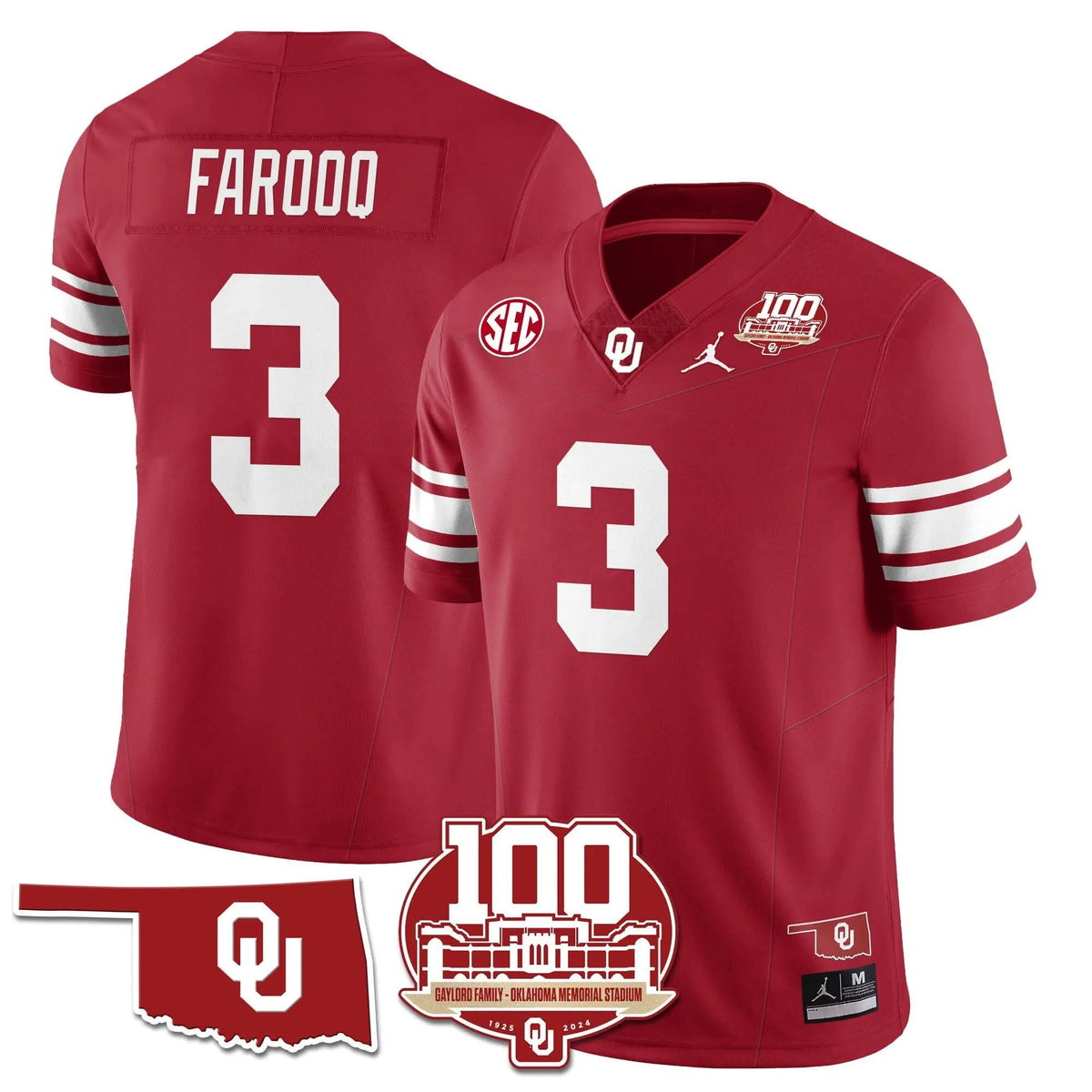 Personalized OS 1946-56 Throwback Uniforms - 100th Season - Crimson / Jalil Farooq - 3 Stitched