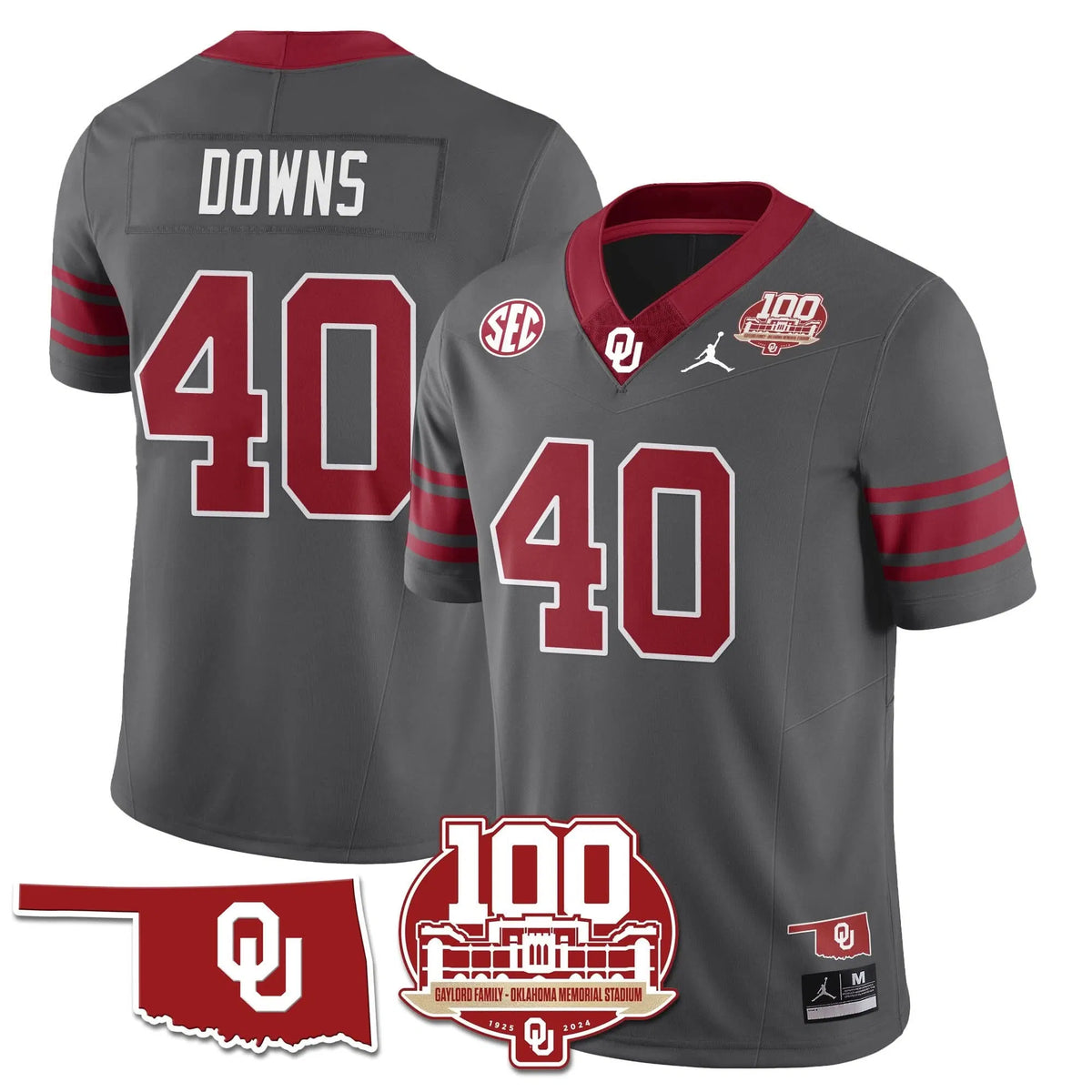 Personalized OS 1946-56 Throwback Uniforms - 100th Season - Anthracite / Ethan Downs - 40 Stitched