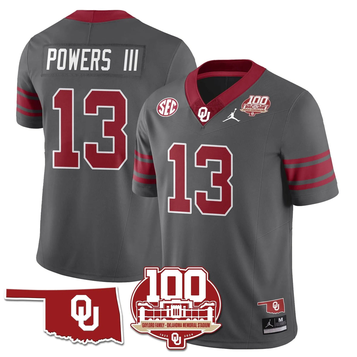 Personalized OS 1946-56 Throwback Uniforms - 100th Season - Anthracite / Reggie Powers III - 13 Stitched