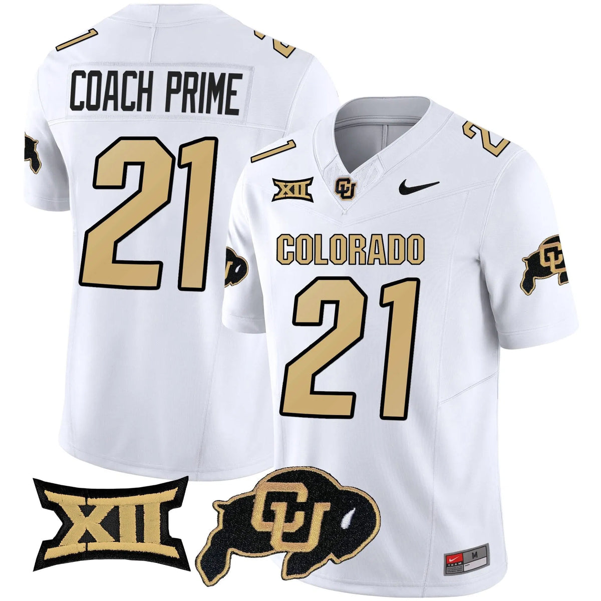 Personalized CB Vapor Limited Jersey V2 - Big 12 XII Patch - White / Coach Prime Stitched