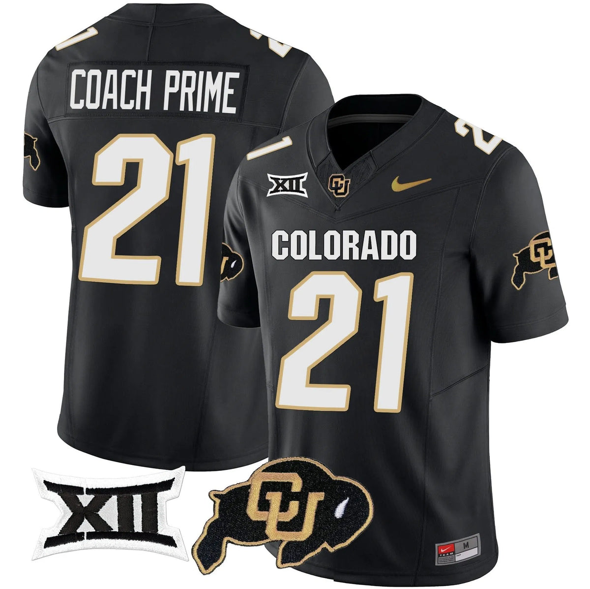 Personalized CB Vapor Limited Jersey V2 - Big 12 XII Patch - Black / Coach Prime Stitched