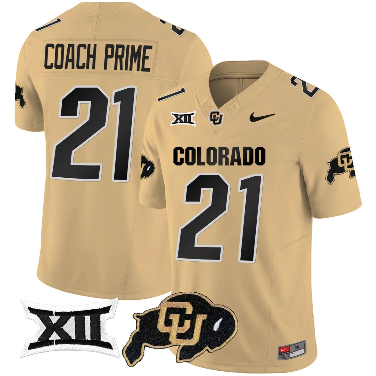 Personalized CB Vapor Limited Jersey V2 - Big 12 XII Patch - Gold / Coach Prime Stitched