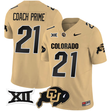Personalized CB Vapor Limited Jersey V2 - Big 12 XII Patch - Gold / Coach Prime Stitched