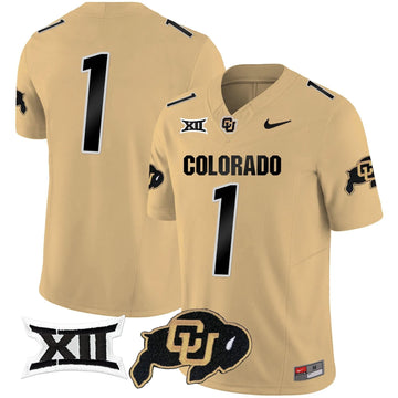 Personalized CB Vapor Limited Jersey V2 - Big 12 XII Patch - Gold / #1 Team Stitched