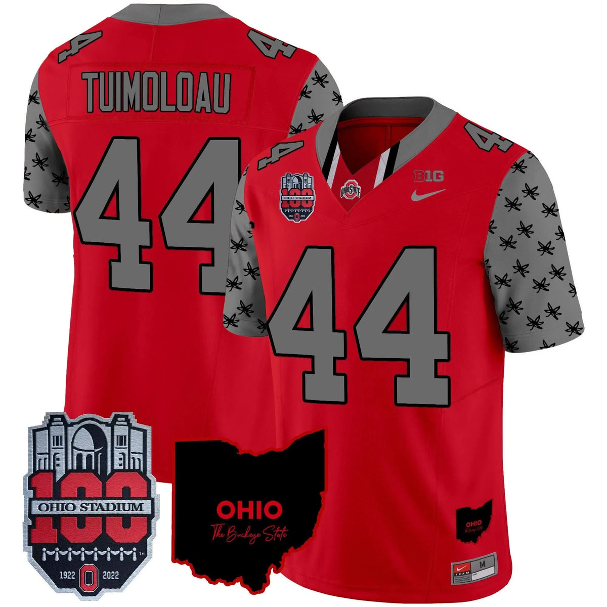 Personalized OSB 100th Anniversary Patch Vapor Limited Jersey - Red / JT Tuimoloau Stitched
