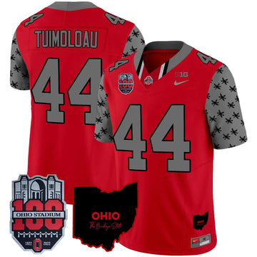 Personalized OSB 100th Anniversary Patch Vapor Limited Jersey - Red / JT Tuimoloau Stitched